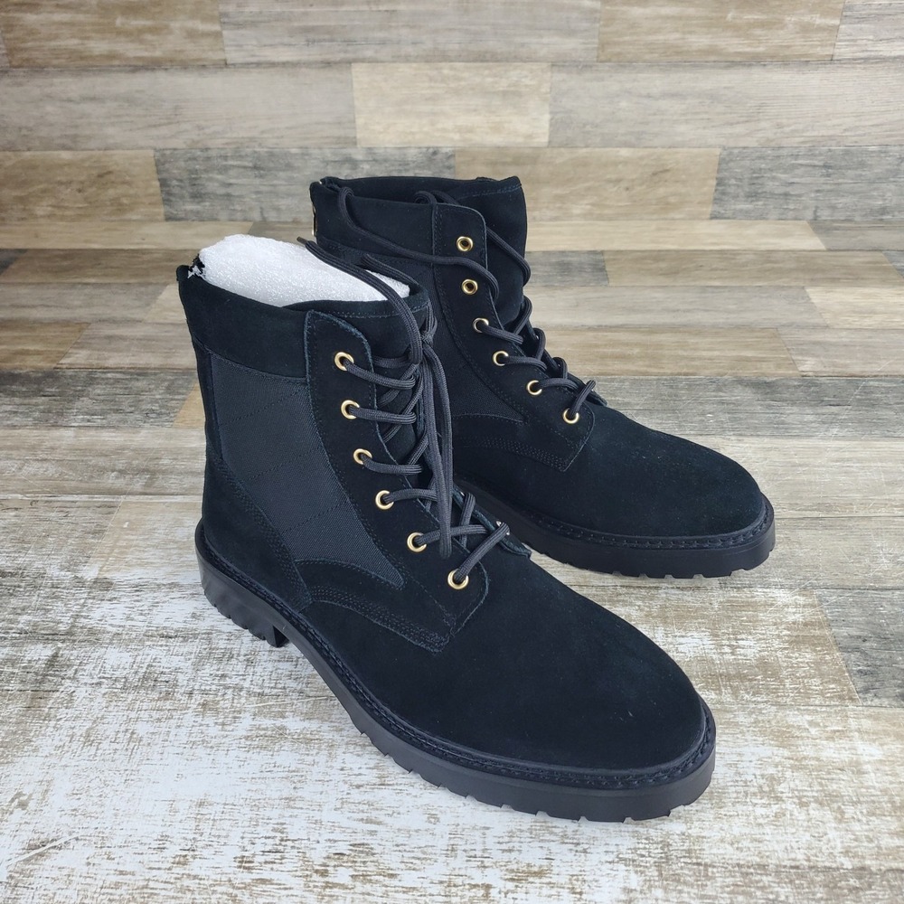 Saint Morta Legion Mens Booties Sz 10 Black Suede‎ Lace Up Back Zip Ankle Boots